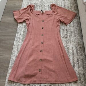 Rag Poets Alassio Dress in Rose Dawn Button-Down Mini Dress
